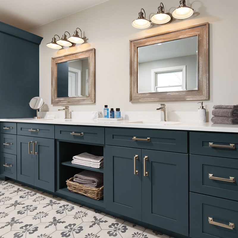 green bathroom cabinets